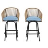 VYNXARIA Outdoor Bar Stools Set of 2, 2-Piece Patio Bar Stools with Armrests, All Weather Rattan Bar Chairs with Backrest£¬Blue - 3 of 4