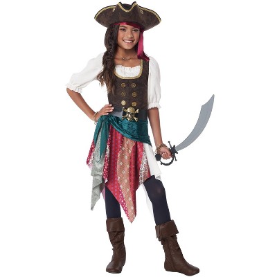 Girl's Brown Coat Pirate Costume 