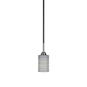 Toltec Lighting Paramount 1 - Light Pendant in  Matte Black/Brushed Nickel with 4" Gray Matrix Shade - 1 of 1