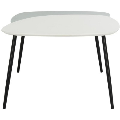 Transitional Bi-Level Oval Coffee Table in White and Grey