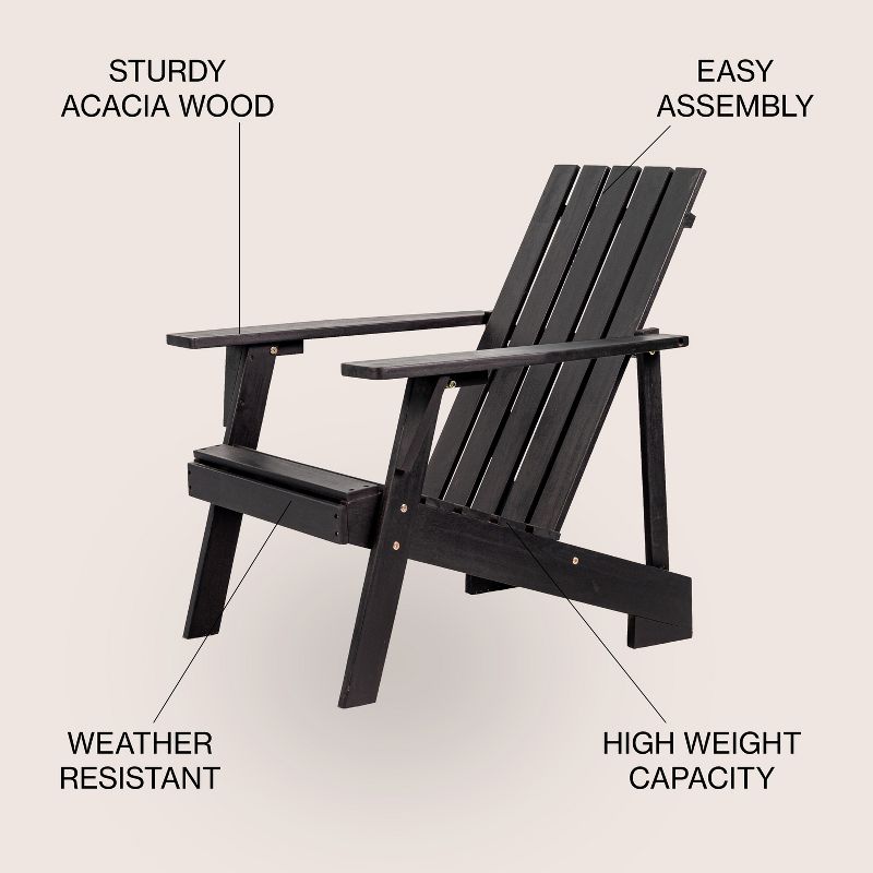 Irving Outdoor Patio Modern Acacia Wood Adirondack Chair - JONATHAN Y, 5 of 11