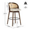 Set of 4 Modern Upholstered Kitchen Bar Stools,Rattan Back Bar Stools with Rubberwood Frame,Walnut Finish Counter Height Seating-Baofuwish - 4 of 4