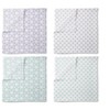 Bacati - Petals/Floral  Muslin Swaddling Blankets set of 4 Aqua/Lilac - 2 of 4