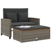 vidaXL Patio Sofa/2-Seater Outdoor Bench & Sofa Bed with Cushions - Gray Poly Rattan & Acacia Wood, Garden/Deck Furniture - 4 of 4