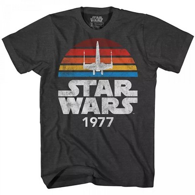 Adult Star Wars Vintage Distressed Logo X-Wing 1977 Style T-Shirt