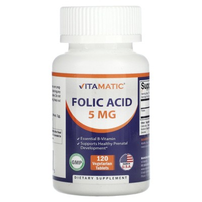 Vitamatic Folic Acid 5mg (5000 mcg) - 120 Vegetarian Tablets - (Vitamin B9 Folate)