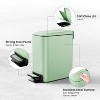 LunaLulinlk Green 1.6 Gallon Small Bathroom Trash Can, Stainless Steel Trash Can with Lid - 3 of 4