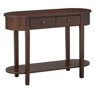 Infurnic Decorative Storage Cabinets Console Table with Curved Design Smooth Glaze for Entryways, Living Rooms and hallways, Brown, 15.5"*30"*33"