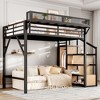 Twin XL Loft Bed with Storage Stairs, Shelves and Built-in Wardrobe - 3 of 4