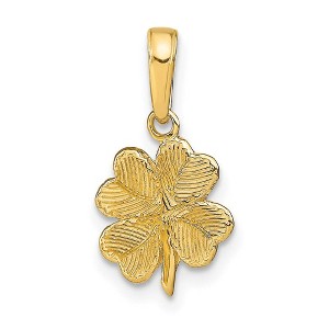 Black Bow Jewelry 14k Yellow Gold Textured Four Leaf Clover Pendant, 10mm (3/8 inch) - 1 of 4