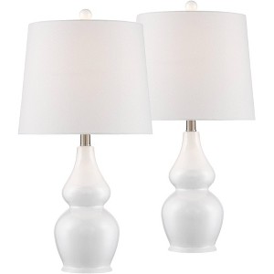 360 Lighting Jane 25" High Mid Century Modern Table Lamps Set of 2 WiFi Smart Socket White Ceramic Living Room Bedroom Bedside Nightstand Office Home - 1 of 4