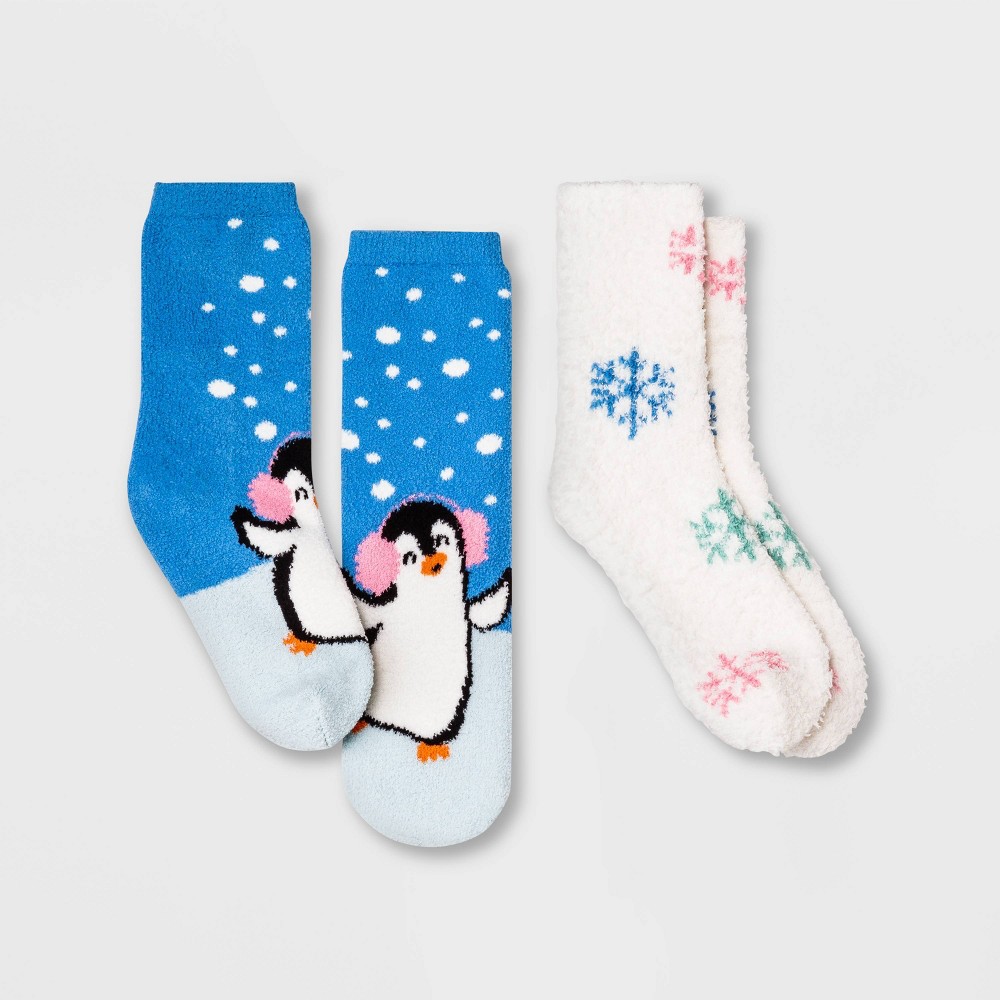 Assorted Kids' 2pk Cozy Crew Socks - Wondershop M/L 