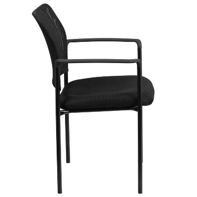 Black Mesh Stackable Steel Visitor Chair with Arms
