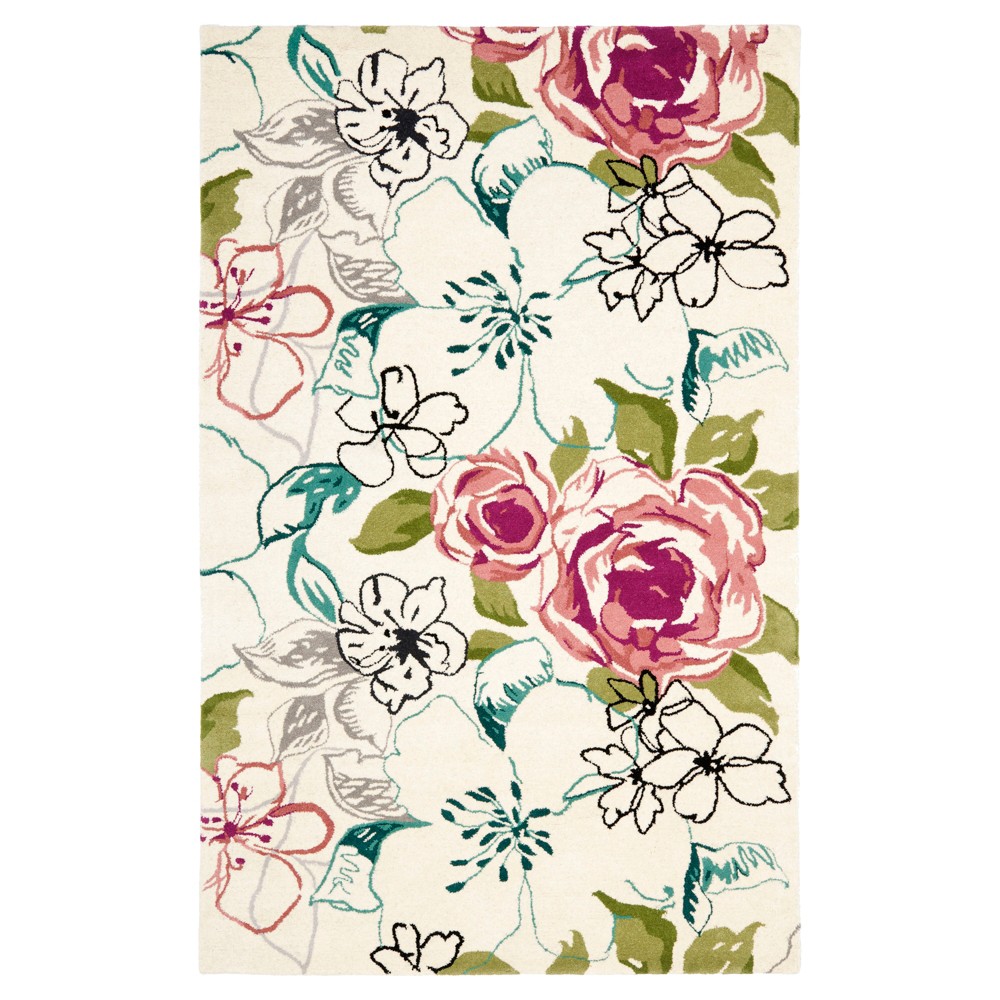 4'x6' Eston Area Rug Ivory/Pink - Safavieh