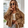 Imily Bela Womens Loose Fit Cropped Bomber Jacket Zip Up Long Sleeve Casual Outerwear with Pockets - 2 of 4