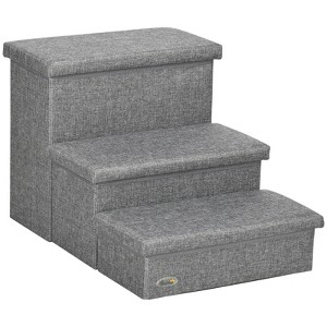 FONTOI 3-Steps Stairs with Storage, Dog Steps for Couch, Bed, Pet Steps for Injured Pet, Older Pets, Gray, 16.75"*16"*25" - 1 of 4