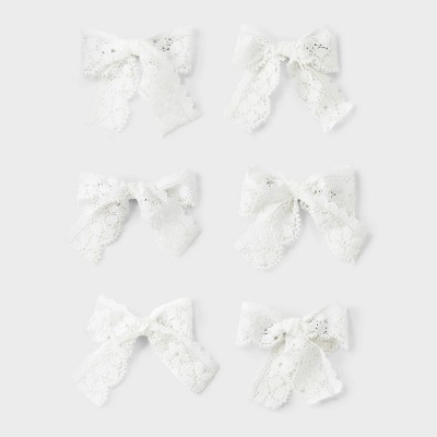 Lace Bow Hair Clip Set 6pc - Wild Fable™ White