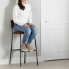 South Shore Set of 2 Hype Stools Burnt Orange and Brown: Velvet Upholstered, Metal Base, Ash Veneer Back - 3 of 4