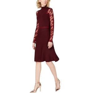 I.N.C International Concepts Womens Lace Sleeve Sweater Dress, Red, Medium - 1 of 1