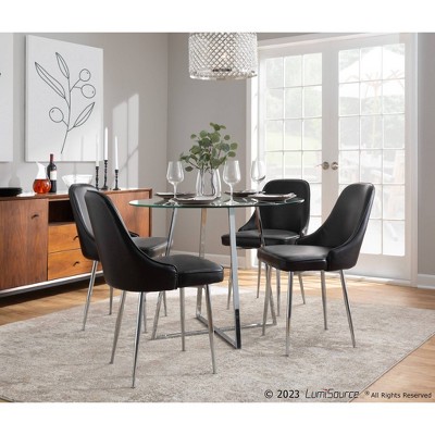 Cosmo 39.5" Chrome and Clear Glass Round Dining Table