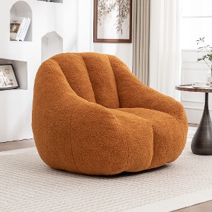 Lyngins Plush Faux Fur Bean Bag Chair, Lazy Chair with Tufted Soft Stuffed Filling, Ergonomic Accent Chair, Single Sofa Chair for Dorm/Apartment, - 1 of 4