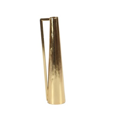 Gold Slim Cone Metal Geometric Decorative Vase Set