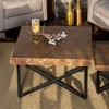 Lovmor 33.86"Modern Retro Splicing Round Coffee Table,Fir Wood Table Top with Gold Cross Legs Base - 4 of 4