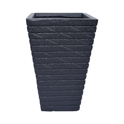 Maggift Planter, Floor Standing Rectangular Planter, Modern Design Outdoor Planter for Garden, Patio Door, Black, 10.25"*10.25"*16"