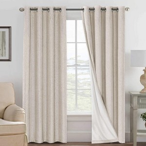 H.Versailtex Linen 100% Blackout Curtains Thermal Insulated Linen Drapes, Grommet White Liner Sold of 2 Panels - 1 of 4