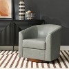 Molly Modern 360-degree Swivel Barrel Genuine Leather Chair with Solid Wood Base|ARTFUL LIVING DESIGN-SAGE - 2 of 4