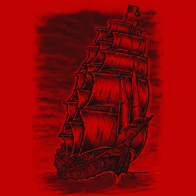 Boy's Design By Humans Caleuche Ghost Pirate Ship - Blackline By RobertoJL T-Shirt, 2 of 4
