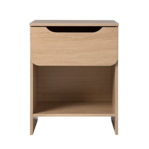 GlasFlength Nightstands Modern Nightstand Bedroom Nightstand Bedside Table with Drawer Open Shelf for Living Room, Brown, 18.88"*15.63"*24.38" - 1 of 4
