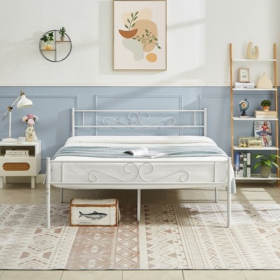 VECELO Metal Platform Bed Frame Simple Mattress Foundation with Vintage Headboard & Footboard