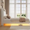 Floating Bed Frame with RGB LED Lights & Charging Station, Upholstered Platform Bed Frame with Storage Headboard - 4 of 4
