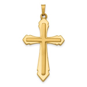 Black Bow Jewelry 14k Yellow or White Gold, Hollow Passion Cross Pendant, 22 x 41mm - 1 of 4
