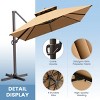 Crestlive Products 10' x 13' Patio Cantilever Umbrella Offset Double Top High-strength Aluminum Pole with 360°Rotation 5 Heights Adjustable Umbrella - 4 of 4