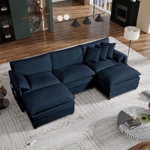 GDFStudio Morwen 109.45'' Modern Chenille Upholstered Oversized Deep Seat Modular Sectional Sofa with 3 Cushions - 1 of 4