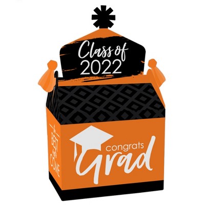 Big Dot of Happiness Orange Grad - Best is Yet to Come - Treat Box Party Favors - 2022 Orange Graduation Party Goodie Gable Boxes - Set of 12