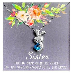 Sister Greeting Card Sterling Silver Bunny Love Necklace  for Women Ginger Lyne Collection - 1 of 4