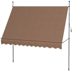 VisioGear Retractable Awning, 118'' Non-Screw Outdoor Sun Shade Shelter with Support Pole Stand for Backyard, Brown, 118.1"*47.2"*118.1" - 1 of 4