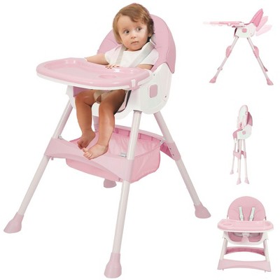 Napei 6- in -1 Baby High Chair with 5 -Point Safety Harness and Adjustable Dining Tray,Foldable High Chair for Space-Saving