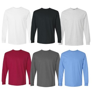 EG PRO Men's T Shirts Long Sleeve Shirts Cotton Crew Neck Tees, Casual Fit - 6 Pack - 1 of 4