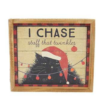 7.0 Inch I Chase Stuff Box Sign Black Cat Free Standing Box Signs