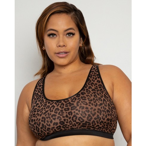 Curvy Couture Women's Sheer Mesh Bralette Designer Leopard M : Target