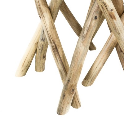 East at Main Rectangular Teakwood Stump End Table