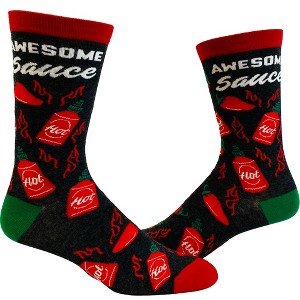 Crazy Dog T-Shirts Women's Awesome Sauce Socks Funny Spicy Hot Sauce Lover Graphic Novelty Footwear - 1 of 4