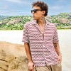 Campus Sutra Men Men's Terracotta Brown & Powder White Chevron-Striped Oversized Shirt - 2 of 4