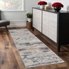 HomeRoots 8' Tan Ivory And Blue Abstract Distressed Runner Rug - 2 of 3