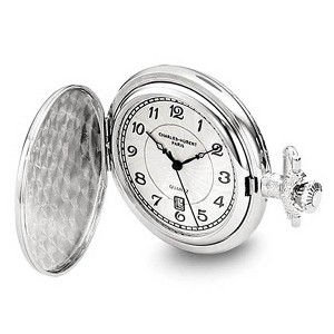 Black Bow Jewelry Charles Hubert Chrome-finish Unicorn Shield Pocket Watch - 1 of 4