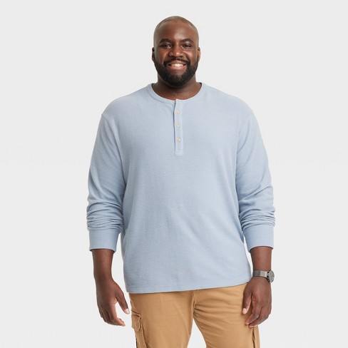 Men's Big & Tall Long Sleeve Textured Henley Shirt - Goodfellow & Co™ Indigo  4xl : Target